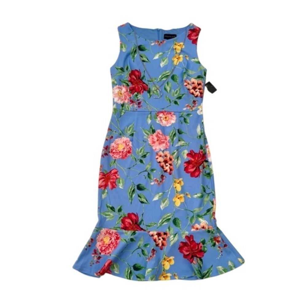 Stella & Julie Vibrant Floral Midi Dress with Built in Necklace